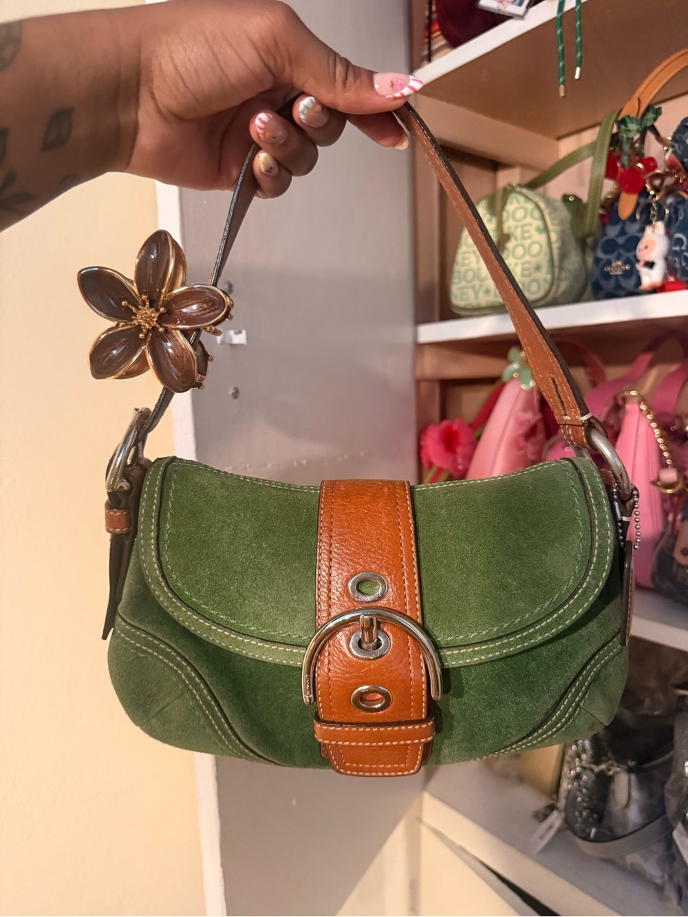 Green Mini Suede Coach SoHo